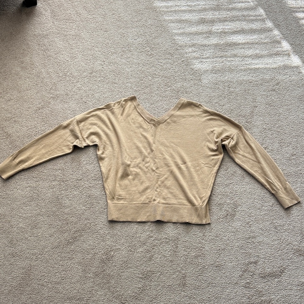 Banana Republic Factory Tan/Beige V-Neck Sweater